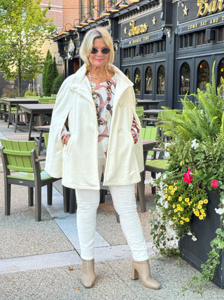 One Size Beige Heart Printed Knitted Sweater