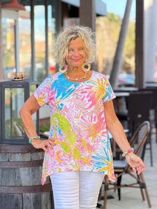 TROPICAL RESORT SHORT SLEEVE TOP LULU b