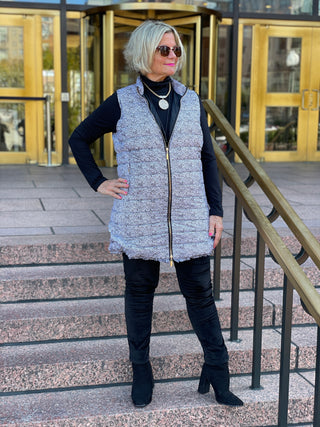 SAFARI BLACK AND BEIGE PUFFER VEST