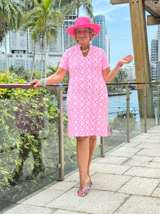 LULU B TROPIC PETALS SHORT SLEEVE DRESS