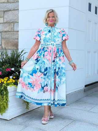 Floral Belted Maxi Dress CATHYS RESORTWEAR