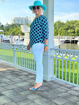 BLUE MEDALLION ASYMMETRICAL TOP