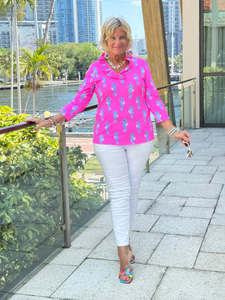 LULU B SEAHORSE BAY RUFFLE TOP