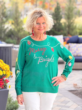 Women's Merry And Bright Embellished Christmas Sweater Cathys Place