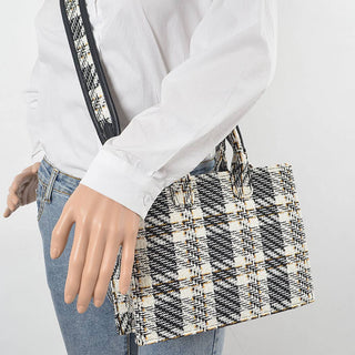 Tweed Plaid Medium Tote Bag
