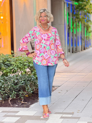 FLORAL PUFF TOP Cathys Place