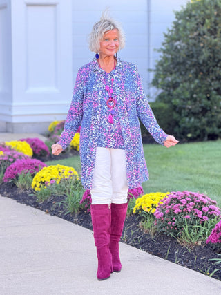SHADES OF BLUE  ROUGED CARDIGAN LULU-B