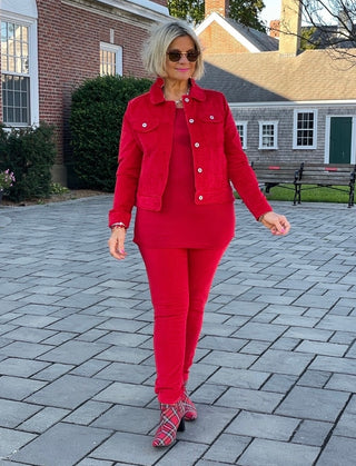 HOLIDAY RED VELOUR JACKET