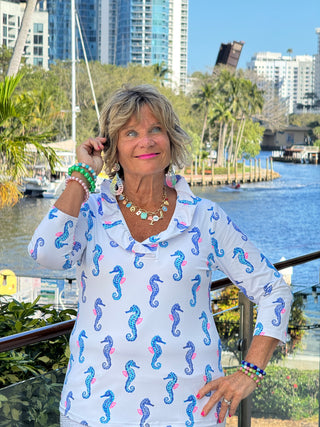LULU B SHORELINE CHARM RUFFLE TOP