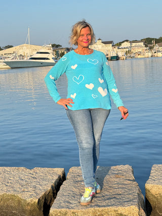 AQUA HEART CHENILLE SWEATER
