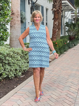 LULU-B MELINA BLUE SCALLOP NECKLINE DRESS