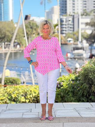 LULU B PALM BEACH LATTICE ASYMMETRIC TOP LULU b