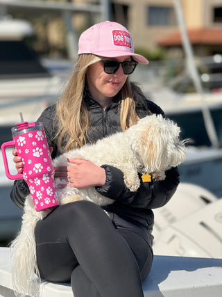 Dog Paw Pink  Printed 40oz Stainless Steel Tumbler With Handle