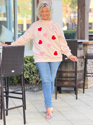 Glitter Trim Chenille Heart Valentine Sweatshirt Cathys Place