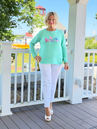 BEACH CLUB SEAFOAM ADIRONDACK SWEATER LULU-B