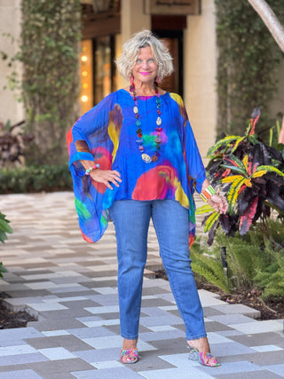 Sofia Sunrise Royal Blue Burnout top Cathys Place