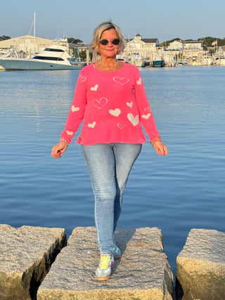 HOT PINK HEART SWEATER