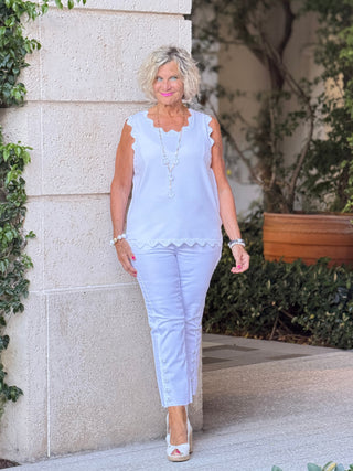 FRENCH RIVIERA WHITE SCALLOP TANK Cathys Place