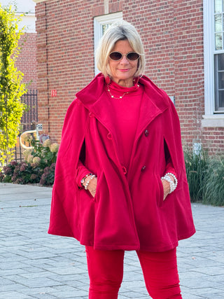 RED Womens Cape Poncho Coat