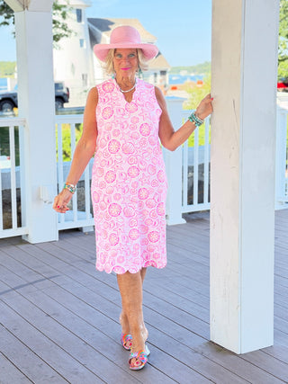 LULU B STARFISH HARBOR SCALLOP MIDI DRESS LULU b