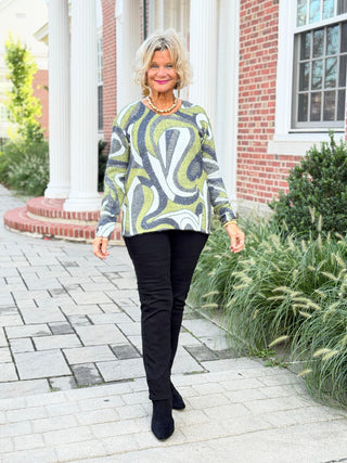 Ethyl The Razzle V Sweater - Bespoke GREEN ETHYL JEANS