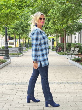 Blue Plaid Fall Day Hoodie