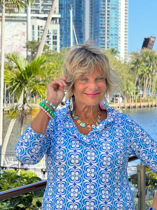 LULU B COASTAL BLOOM RUFFLE TOP