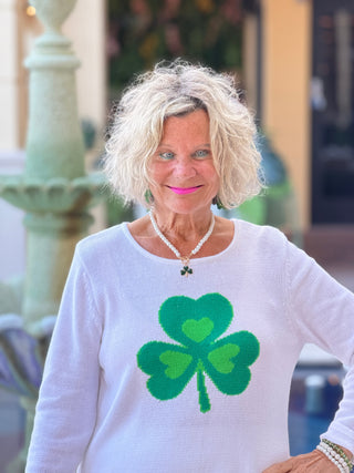 LULU B WHITE SHAMROCK SWEATER LULU-B