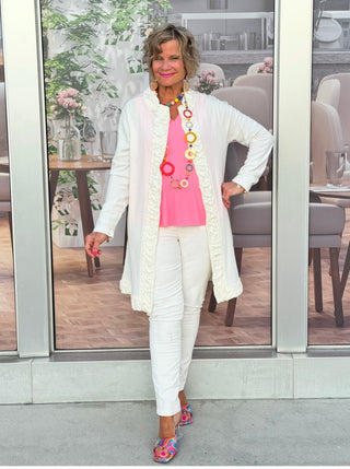 LULU-B WINTER WHITE ROUGED CARDIGNA