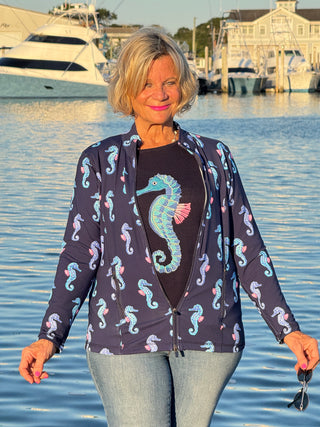 LULU-B NAVY SEAHORSE SWEATER