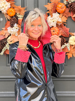 BLACK RED POKA DOT RAINCOAT Cathys Place