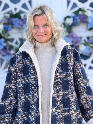 Plaid Bouclé Jacket With Sherpa Trim CHARLIE B