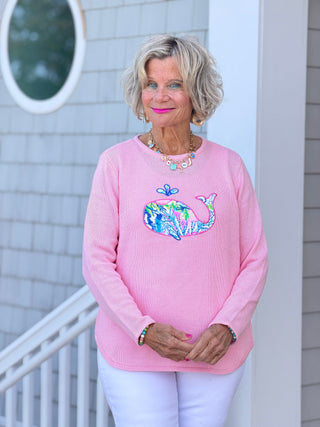 BEACH CLUB WHALE PINK SWEATER LULU-B