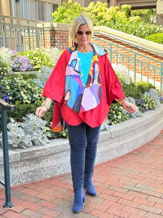 Red fashion Travel Reversible Rain Cape
