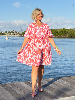 White Dot Floral Dress w/ Tassels