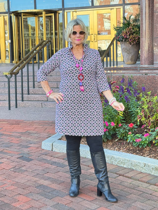Lulu B  Harbor Diamond Ruffle Sleeve Dress