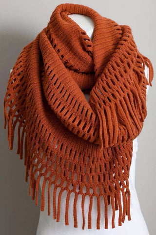 Tassel Fringe Knit Infinity Scarf - Bestselling Design Leto Accessories