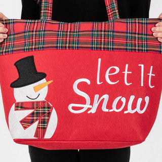 Let It Snow Letter Snowman Christmas Tote Bag