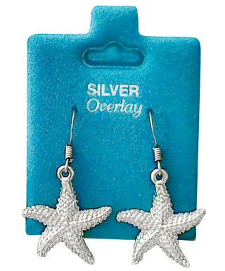 Made In USA Bumpy Starfish Dangle Earrings Gold or Silver