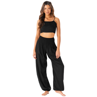 Black Harem Pants + Oasis Crop Top Set