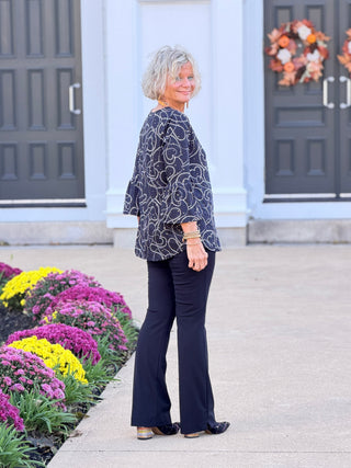 HOLIDAY BLACK GOLD ACCENTS TOP Cathys Place