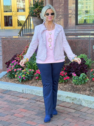 LULU-B CITY LIMIT PINK FRINGE JACKET
