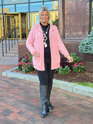 CARDIGAN PLUSH PINK CARDIGAN SWEATER