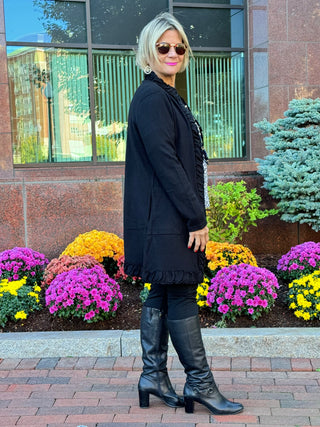 LULU-B ROUGED BLACK CARDIGAN