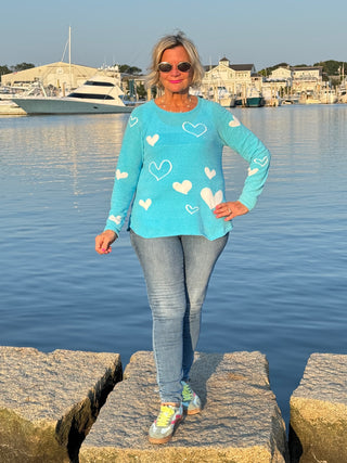 AQUA HEART CHENILLE SWEATER
