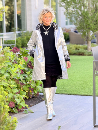 SILVER POKA DOT RAIN COAT Cathys Place