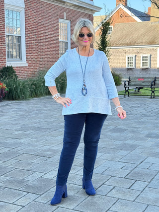 Women's Speckled Heather Rib Knit Top BLUEBELL