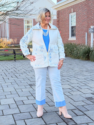 Women's Embroidered Quilted Shearling Jacket Cathys Place