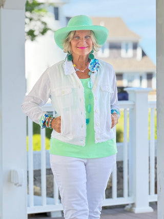 MINT MOSAIC LINEN JACKET TANGO MANGO