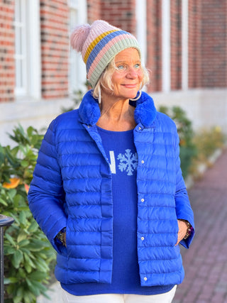 Multi Pastel Stripe Knit Pom Beanie Cathys Place
